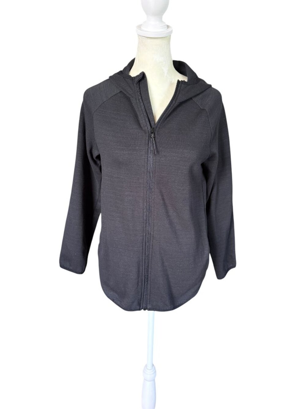 all in motion girls black long sleeve hooded zip up sweatshirt size L 12/14
